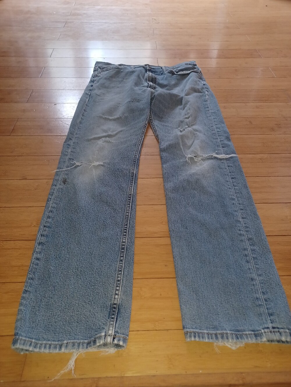 Levi's Light Blue 505 Jeans with Distressed Knees